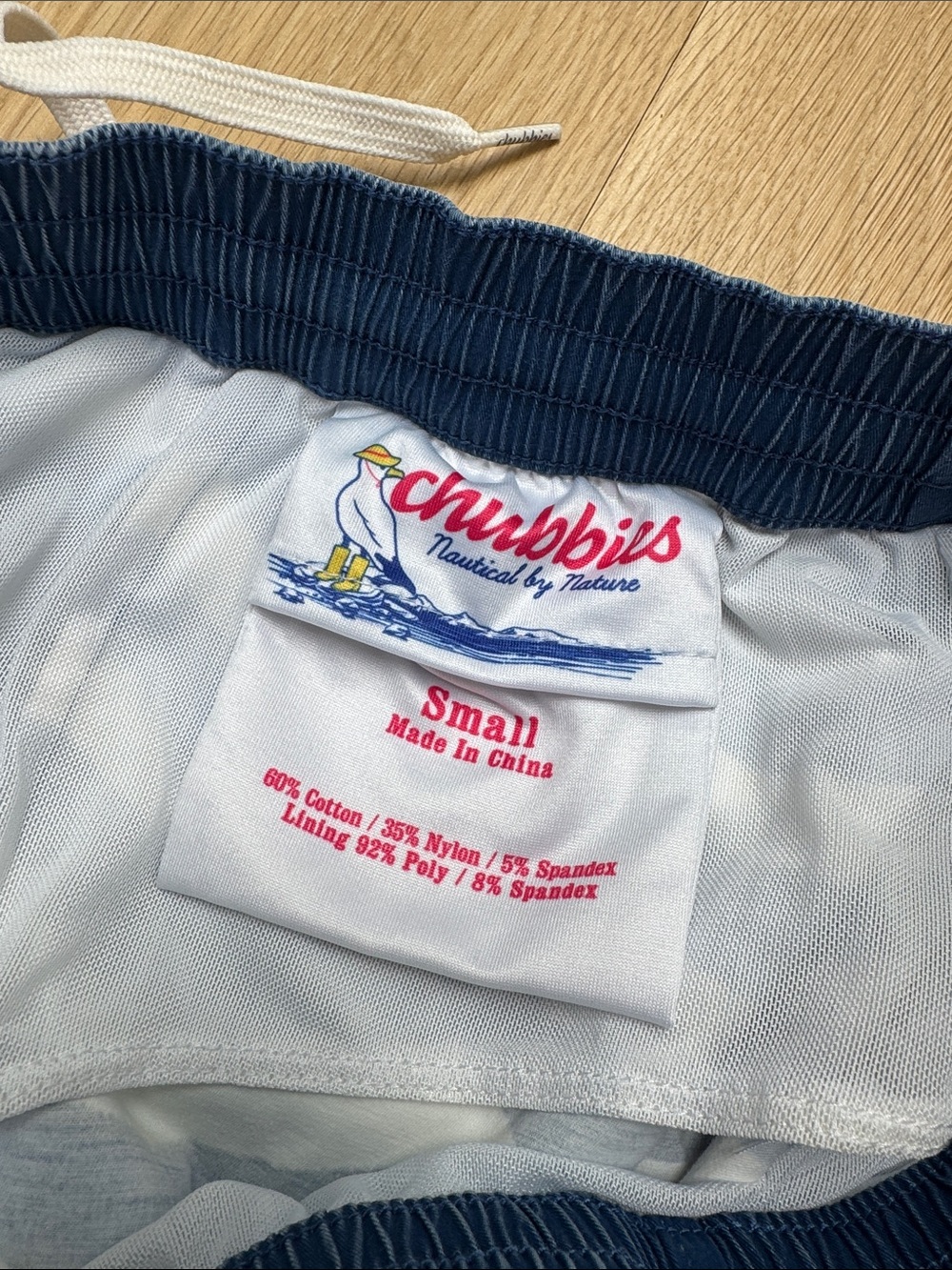 chubbies Navy and White Elastic Waist Swim Shorts size small men